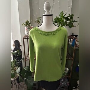 Sag Harbor Lime Green Knit Top